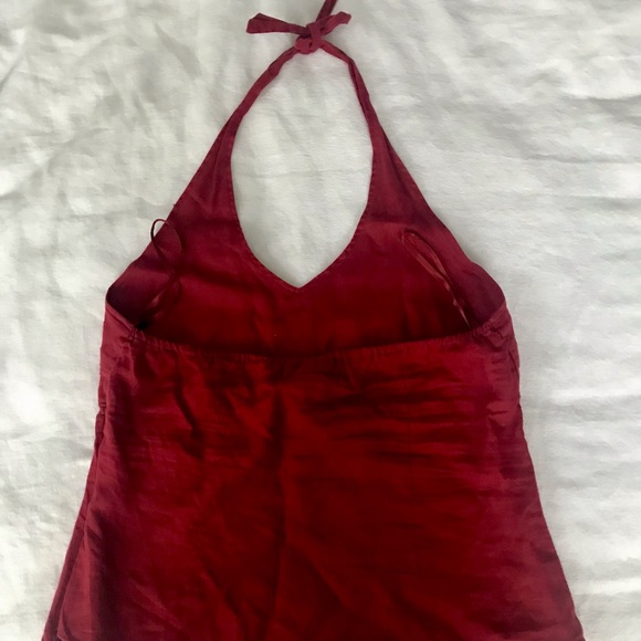 Co-ordinate Rust Red Old-Navy Linen Halter & Blue H&M shorts. All barely worn. - Picture 2 of 11